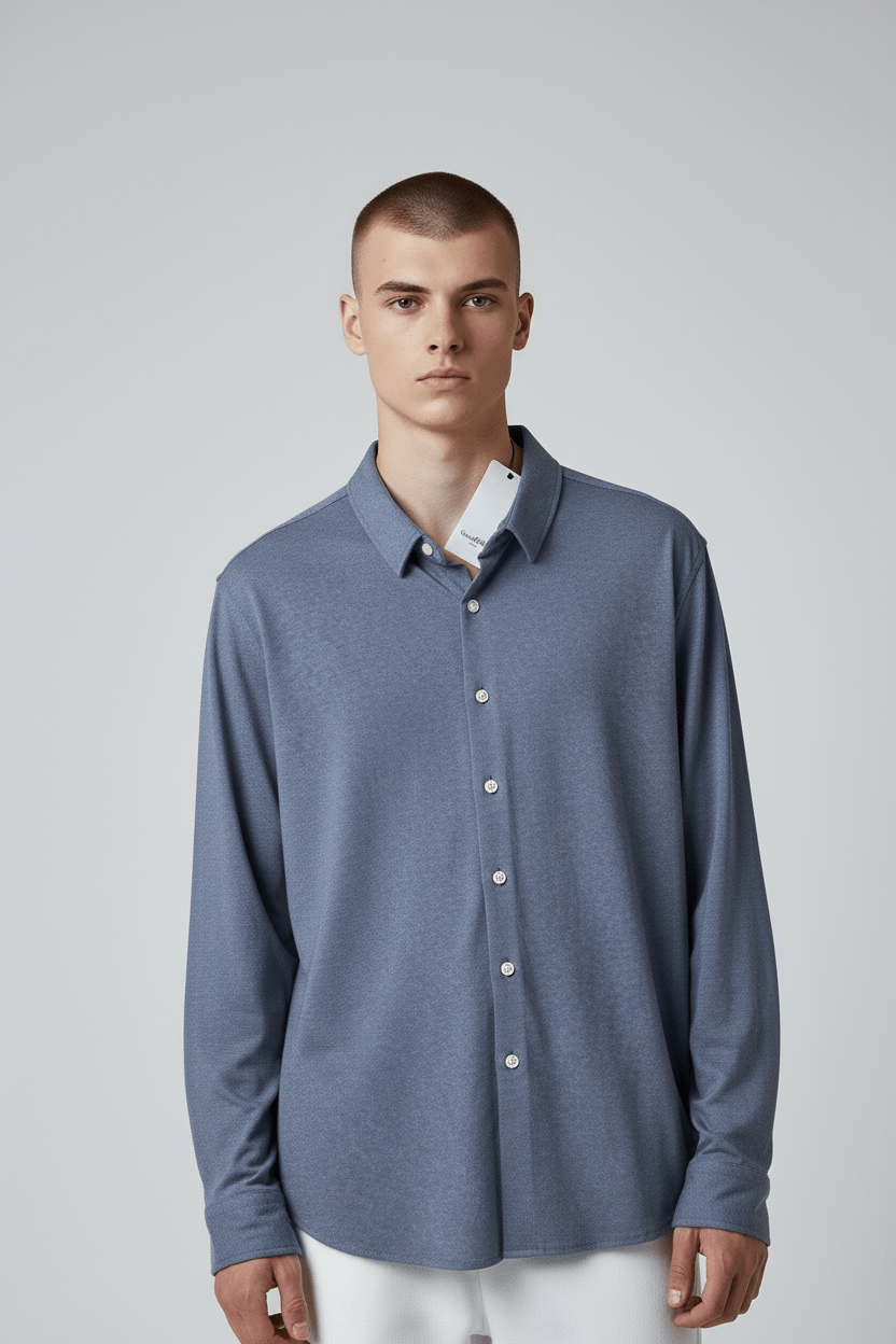 Goodfellow & Co Men’s Pique Dress Shirt – Navy – Size Medium - Dirty D’s Deals