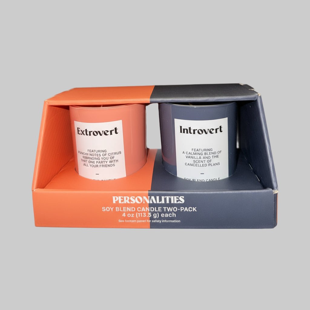 2 - Pack 4oz Glass Jar Candle Gift Set – “Introvert” & “Extrovert” Scents by Room Essentials - Dirty D’s Deals
