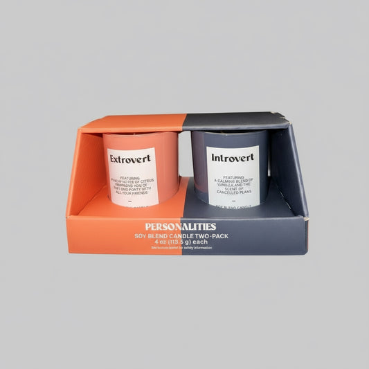 2 - Pack 4oz Glass Jar Candle Gift Set – “Introvert” & “Extrovert” Scents by Room Essentials - Dirty D’s Deals