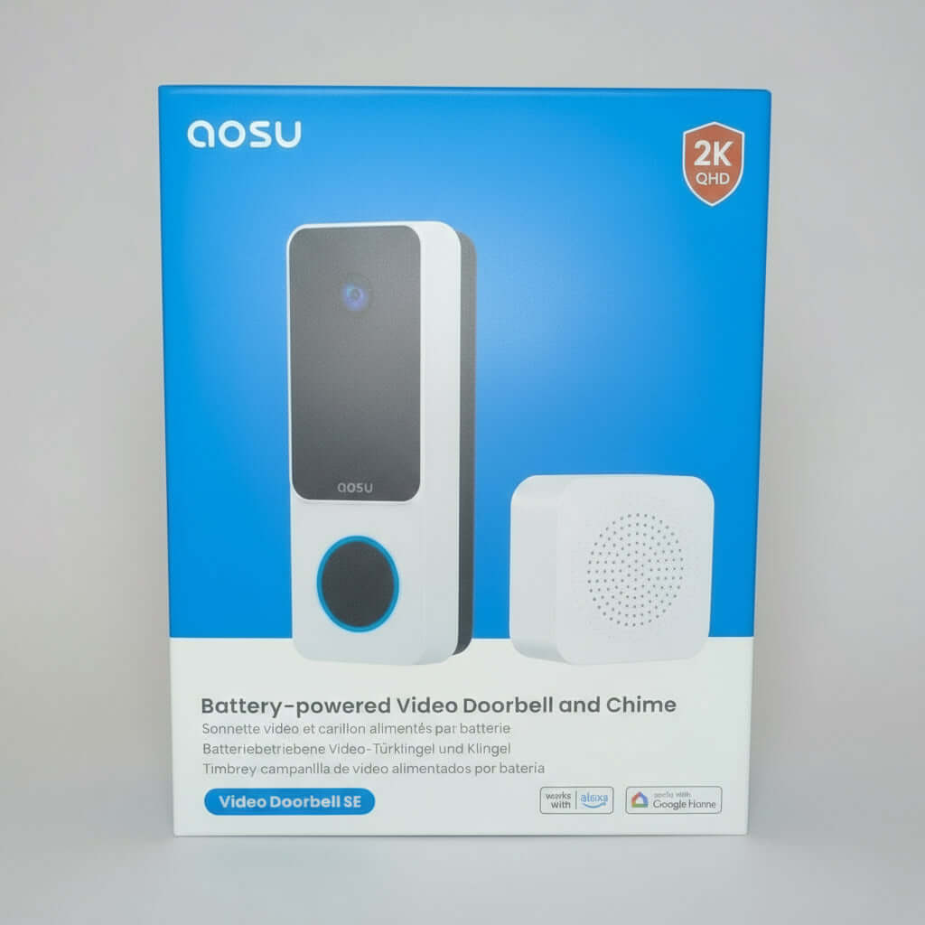 Aosu Battery-Operated Video Doorbell with Chime – Wireless Smart Home Security Camera