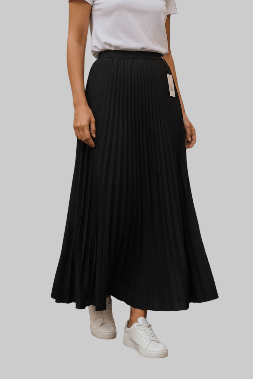 A New Day Women’s Black Pleated Maxi Skirt – Flowy High - Waisted Long Skirt - Dirty D’s Deals