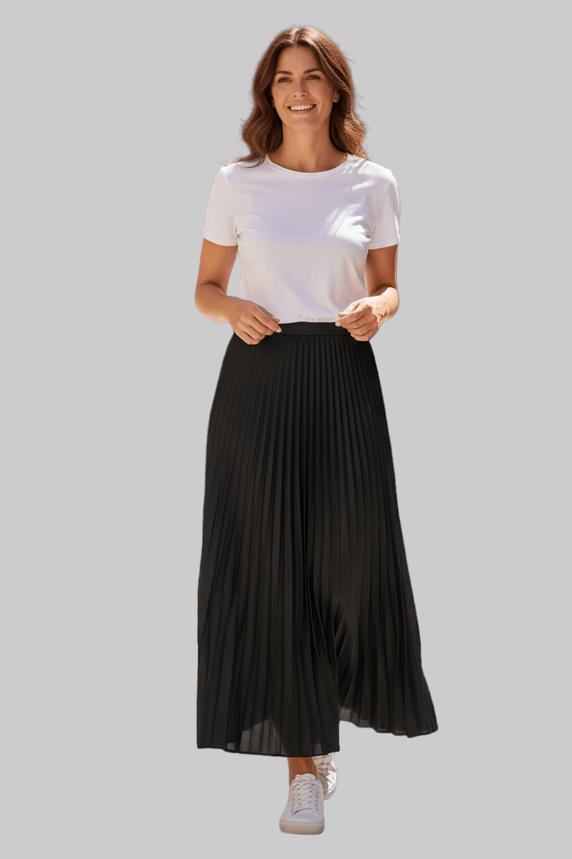 A New Day Women’s Black Pleated Maxi Skirt – Flowy High - Waisted Long Skirt - Dirty D’s Deals