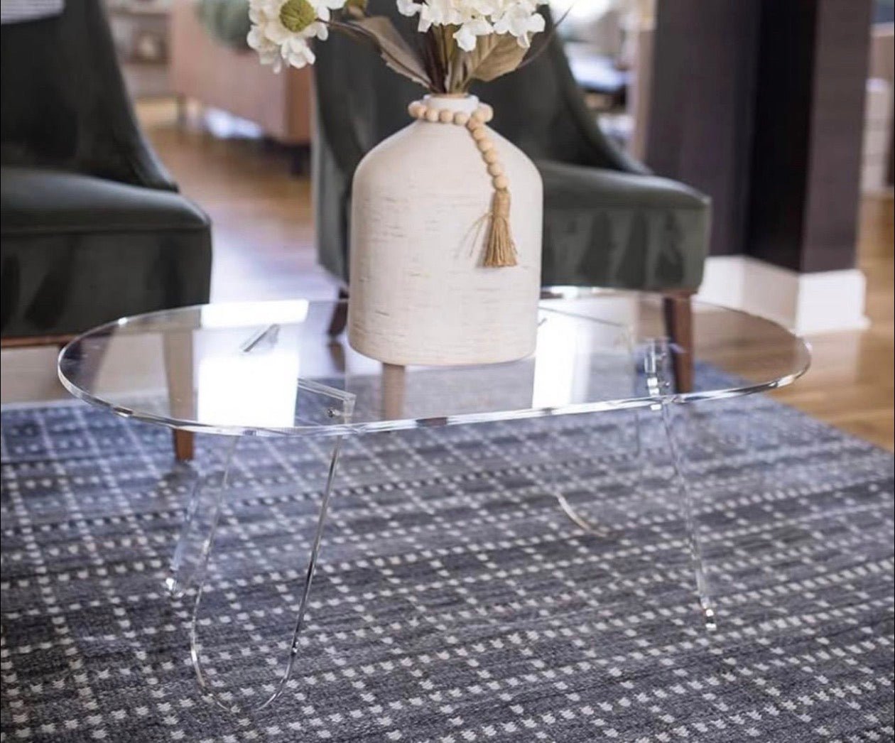 Acrylic Coffee Table – Clear Modern 37” x 14” x 20” Living Room Accent - Dirty D’s Deals