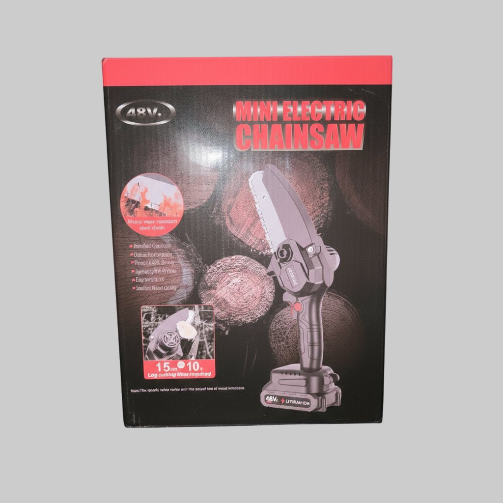 AMV Mini Cordless Electric Chainsaw – 4 - Inch Handheld Pruning Saw with Battery & Charger - Dirty D’s Deals