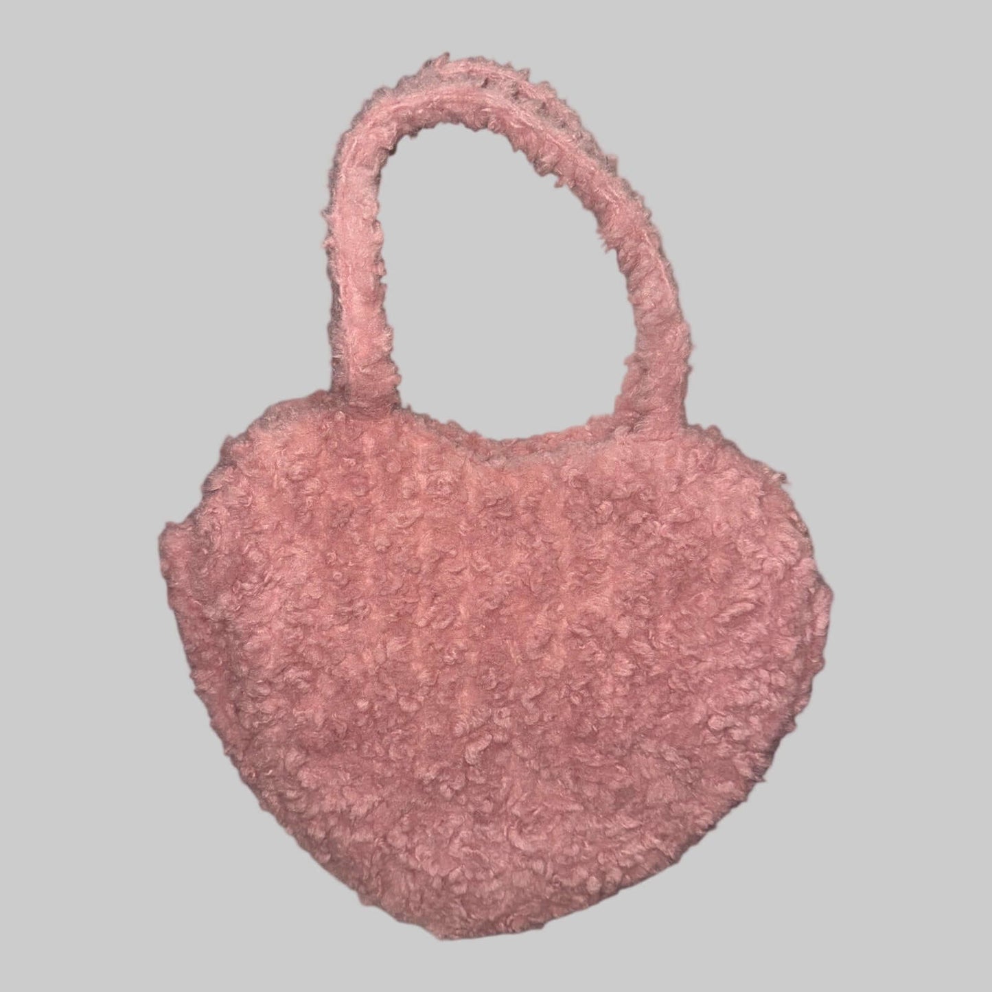 Art Class Heart - Shaped Shoulder Bag – Women’s & Girls’ Pink Sherpa Fashion Purse - Dirty D’s Deals