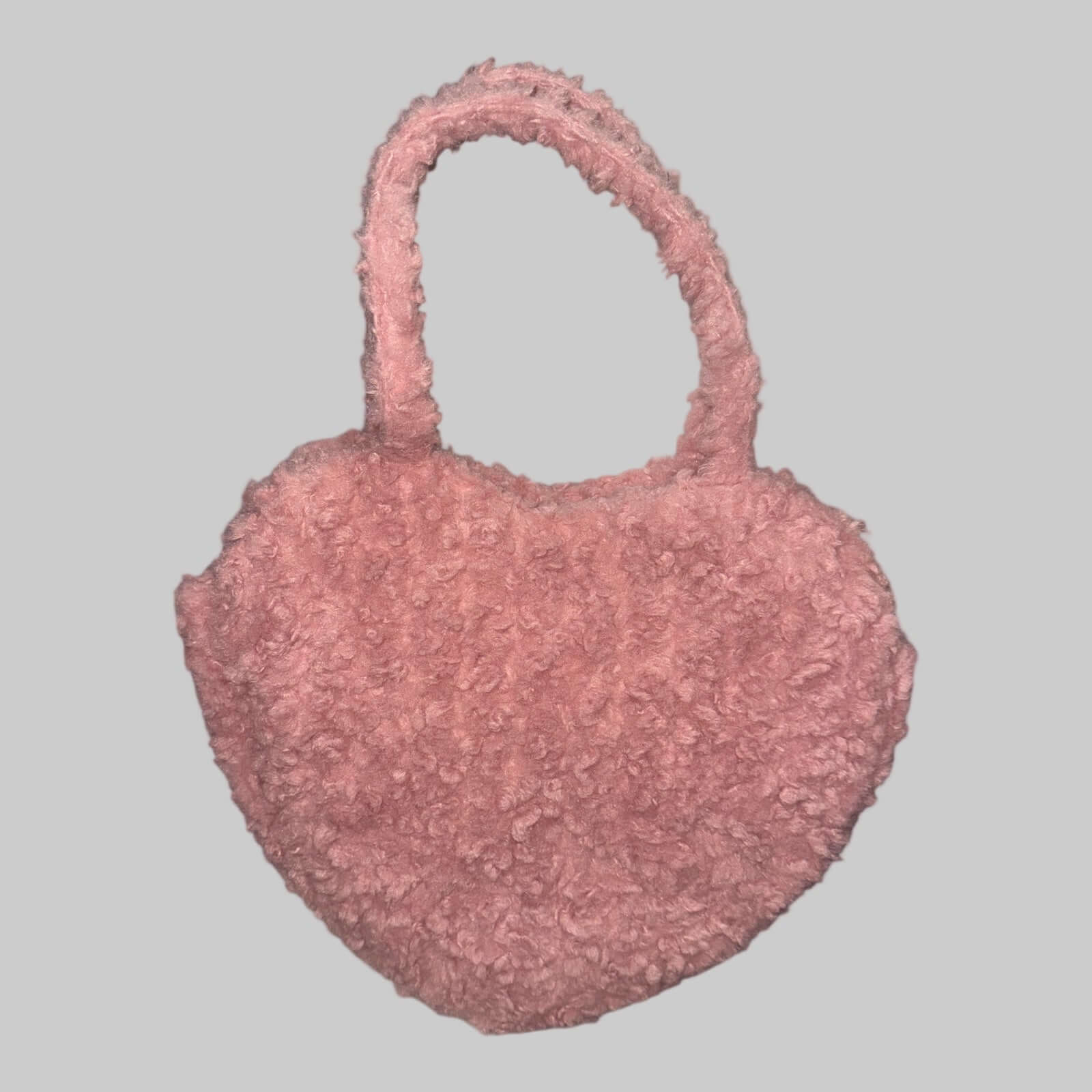 Art Class Heart - Shaped Shoulder Bag – Women’s & Girls’ Pink Sherpa Fashion Purse - Dirty D’s Deals