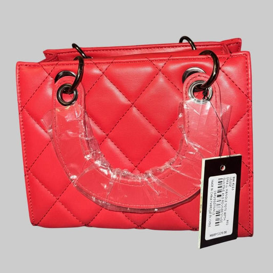 Badgley Mischka Quilted Red Tote – Elegant Designer Handbag for Women - Dirty D’s Deals