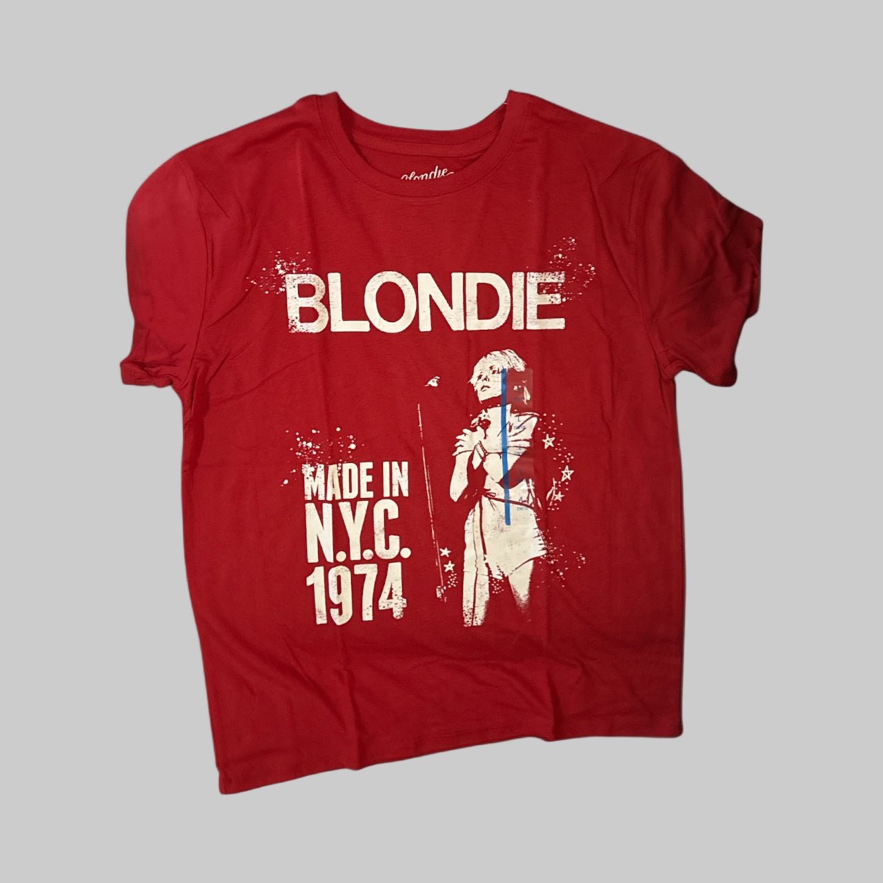 Blondie Made in NYC 1974 Girls’ Graphic T-Shirt – Red Vintage Band Tee (Size L 10/12) - Dirty D’s Deals
