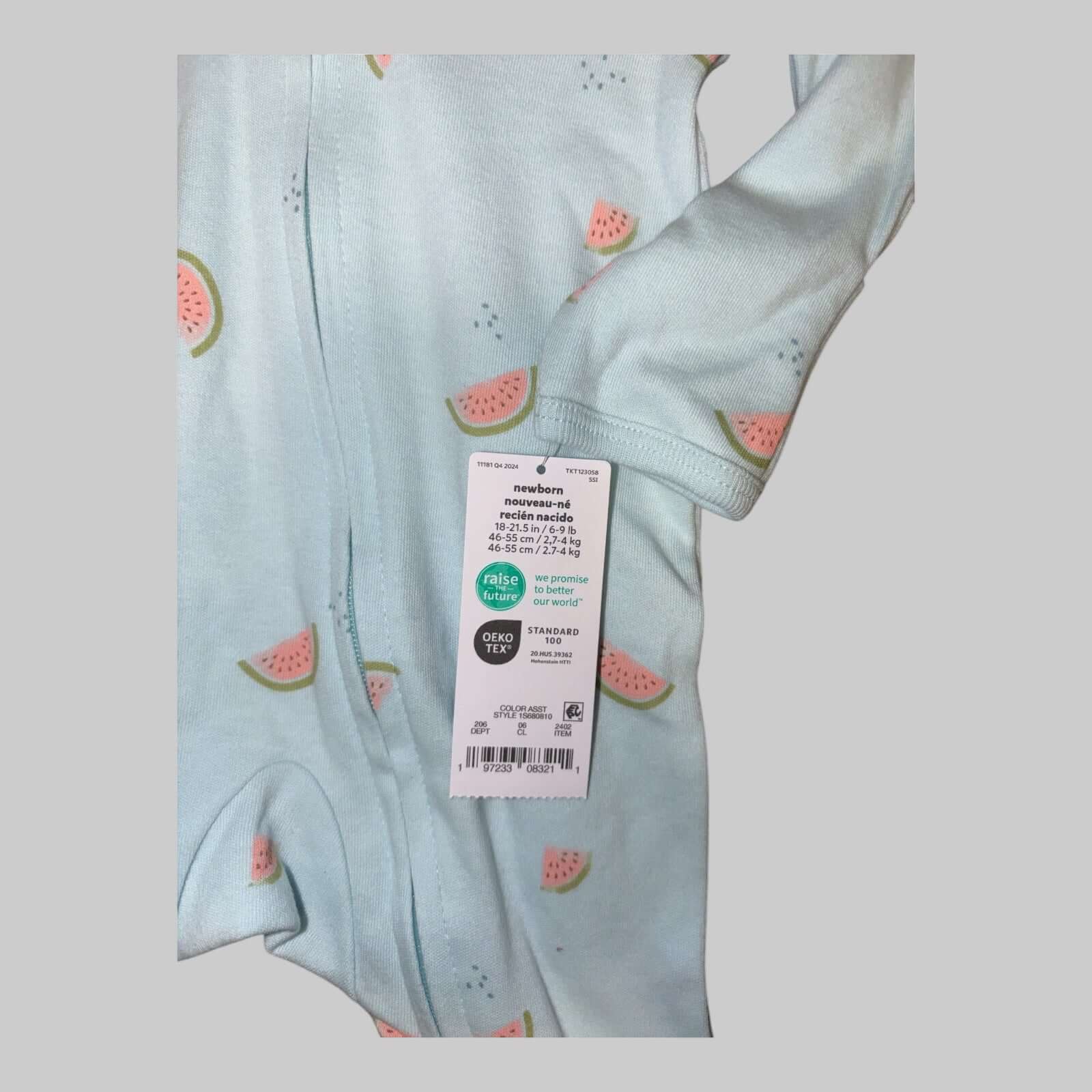 Carter’s Newborn Footed Sleeper – Watermelon Print | 2 - Way Zip Pajamas - Dirty D’s Deals