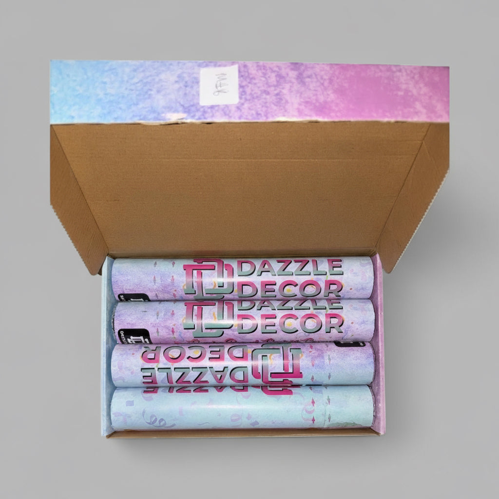 Dazzle Decor Gender Reveal Cannon Set – 4 - Pack Blue & Pink Confetti Cannons - Dirty D’s Deals