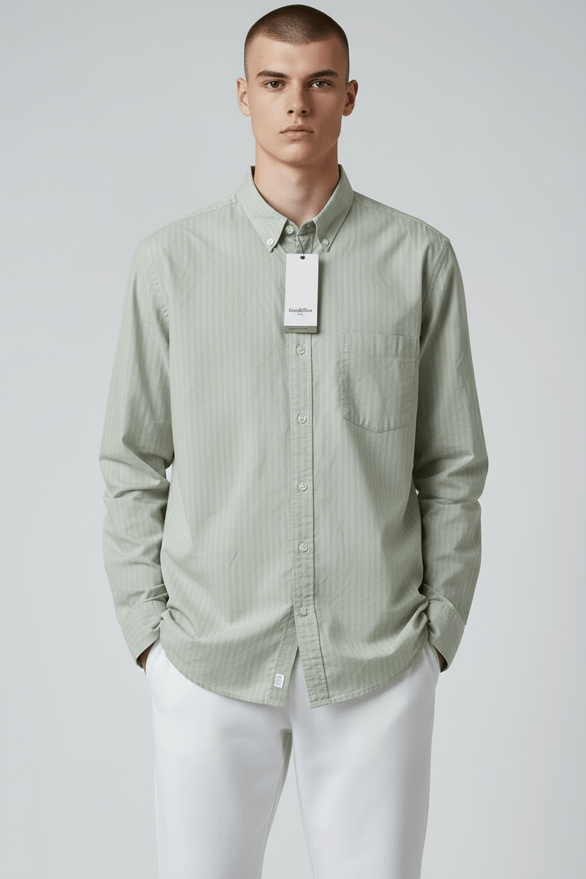 Goodfellow & Co Men’s “Every Wear Poplin” Sage Green Button - Down Shirt – Size Large - Dirty D’s Deals