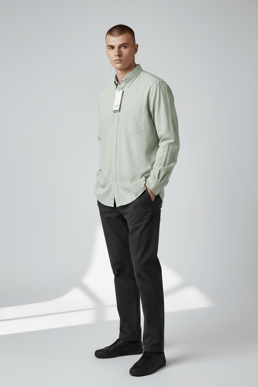 Goodfellow & Co Men’s “Every Wear Poplin” Sage Green Button - Down Shirt – Size Large - Dirty D’s Deals