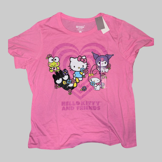 Hello Kitty and Friends Women’s Pink Graphic T-Shirt – Sanrio Characters Tee - Dirty D’s Deals