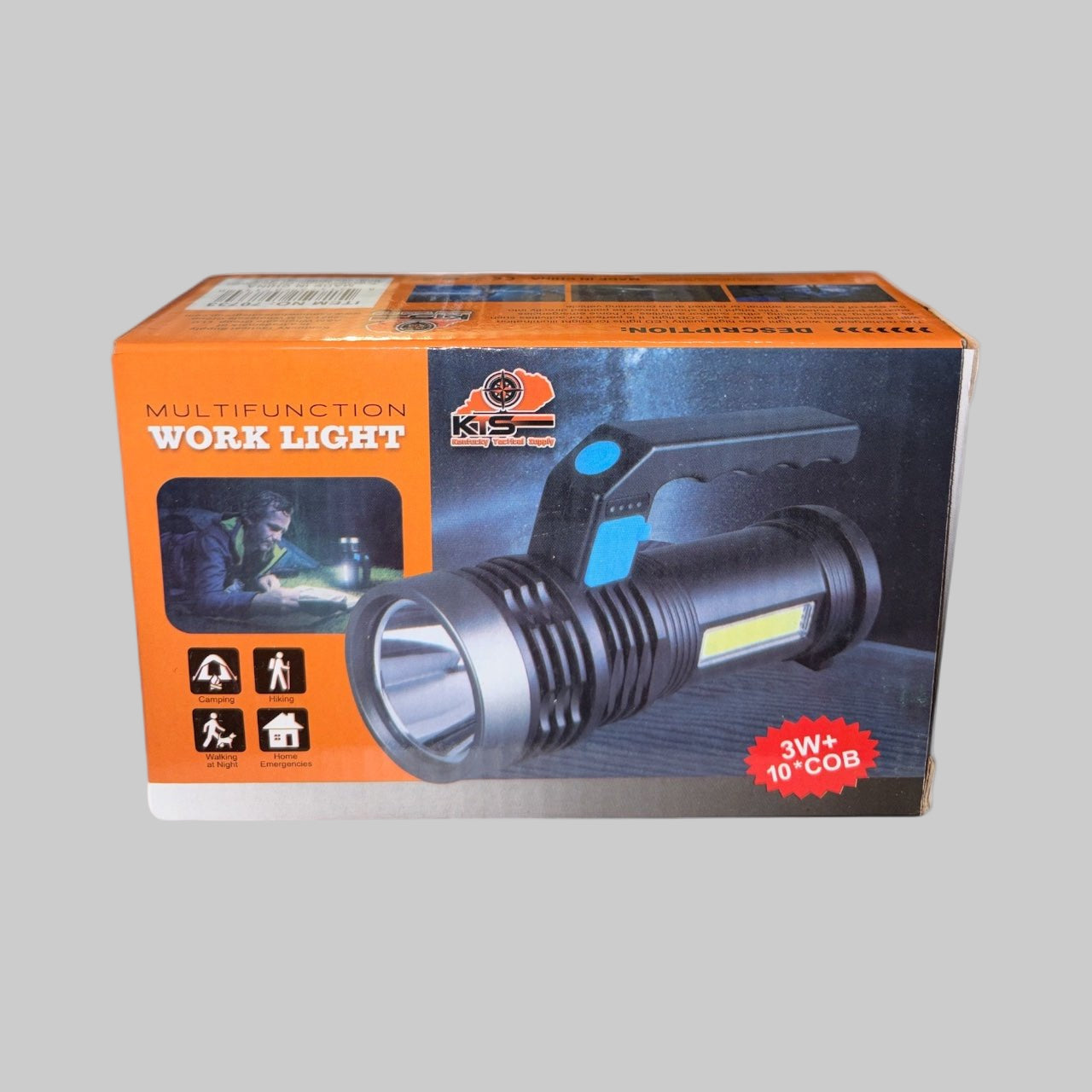 KTS Multifunction Rechargeable LED Work Light – USB Rechargeable Flashlight with COB Side Light - Dirty D’s Deals