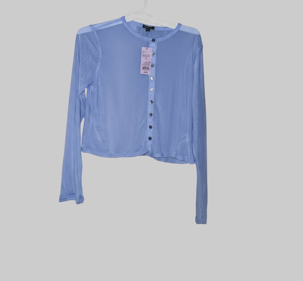 Light Blue Sheer Top – Women’s Flowy Blouse, Size XL - Dirty D’s Deals