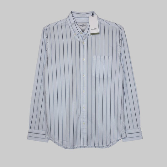 Men’s Blue Stripe Button - Up Shirt – The Every Wear Collection | Slim Fit Medium - Dirty D’s Deals