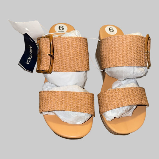 Nautica Women’s Tan Woven Platform Sandals – Double Buckle Espadrille Style - Dirty D’s Deals