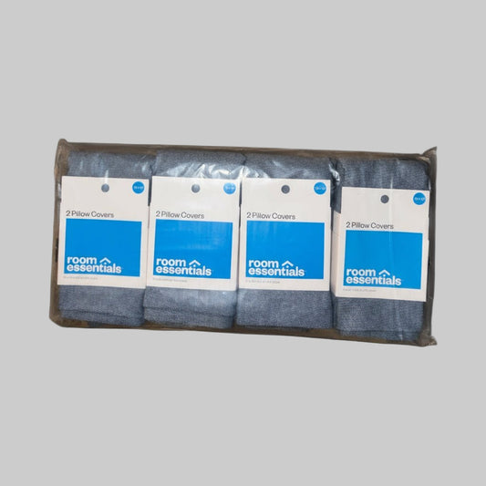 Room Essentials 2 - Pack Pillow Covers – Standard Size, Denim Blue (54% Polyester / 46% Cotton) - Dirty D’s Deals
