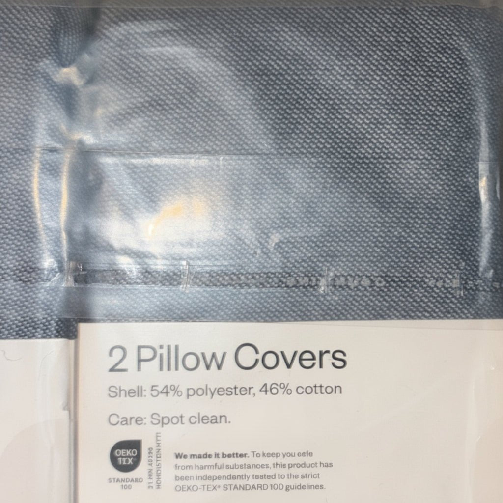 Room Essentials 2 - Pack Pillow Covers – Standard Size, Denim Blue (54% Polyester / 46% Cotton) - Dirty D’s Deals