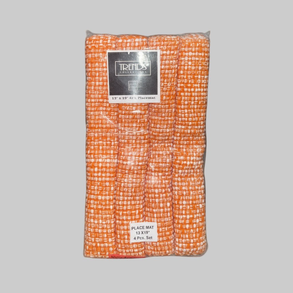 Set of 4 Woven Placemats – Textured Orange Table Mats for Dining & Kitchen Décor - Dirty D’s Deals