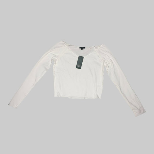 Wild Fable Women’s White Long Sleeve V - Neck Crop Top – Size Medium - Dirty D’s Deals