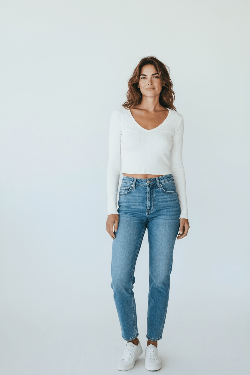 Wild Fable Women’s White Long Sleeve V - Neck Crop Top – Size Medium - Dirty D’s Deals