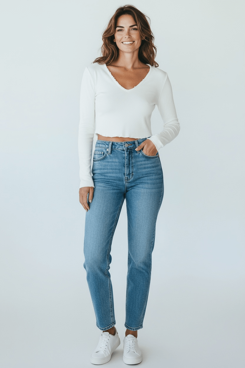 Wild Fable Women’s White Long Sleeve V - Neck Crop Top – Size Medium - Dirty D’s Deals