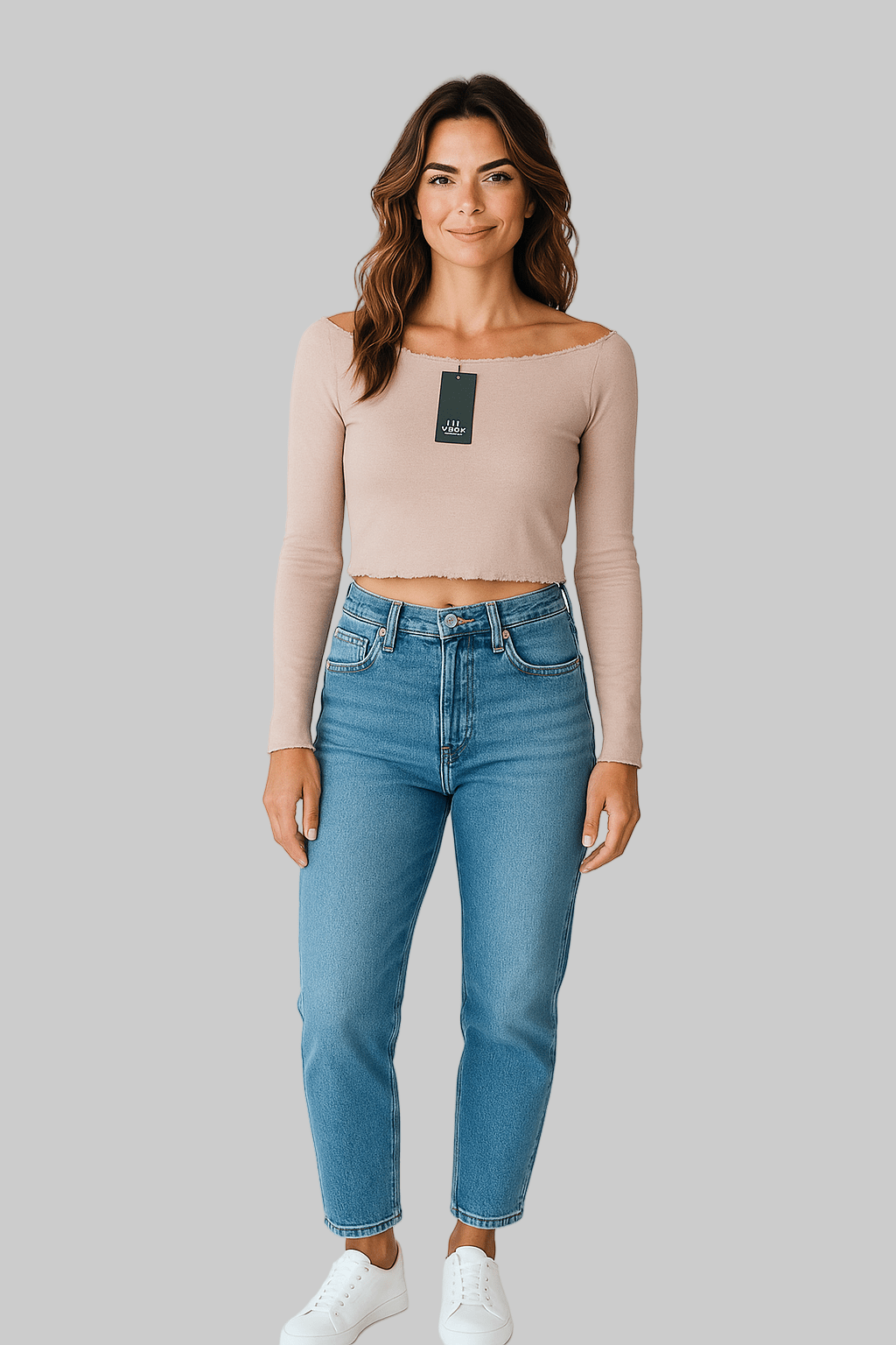 Women’s Ribbed Long Sleeve Crop Top – Wild Fable Beige | Size Small - Dirty D’s Deals